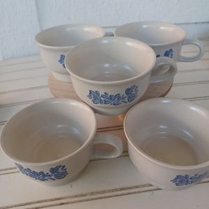 Vtg Pfaltzgraff Yorktowne Set Of 5 Flat Coffee Tea Soup Chili Mugs Cups 7-1. Con
